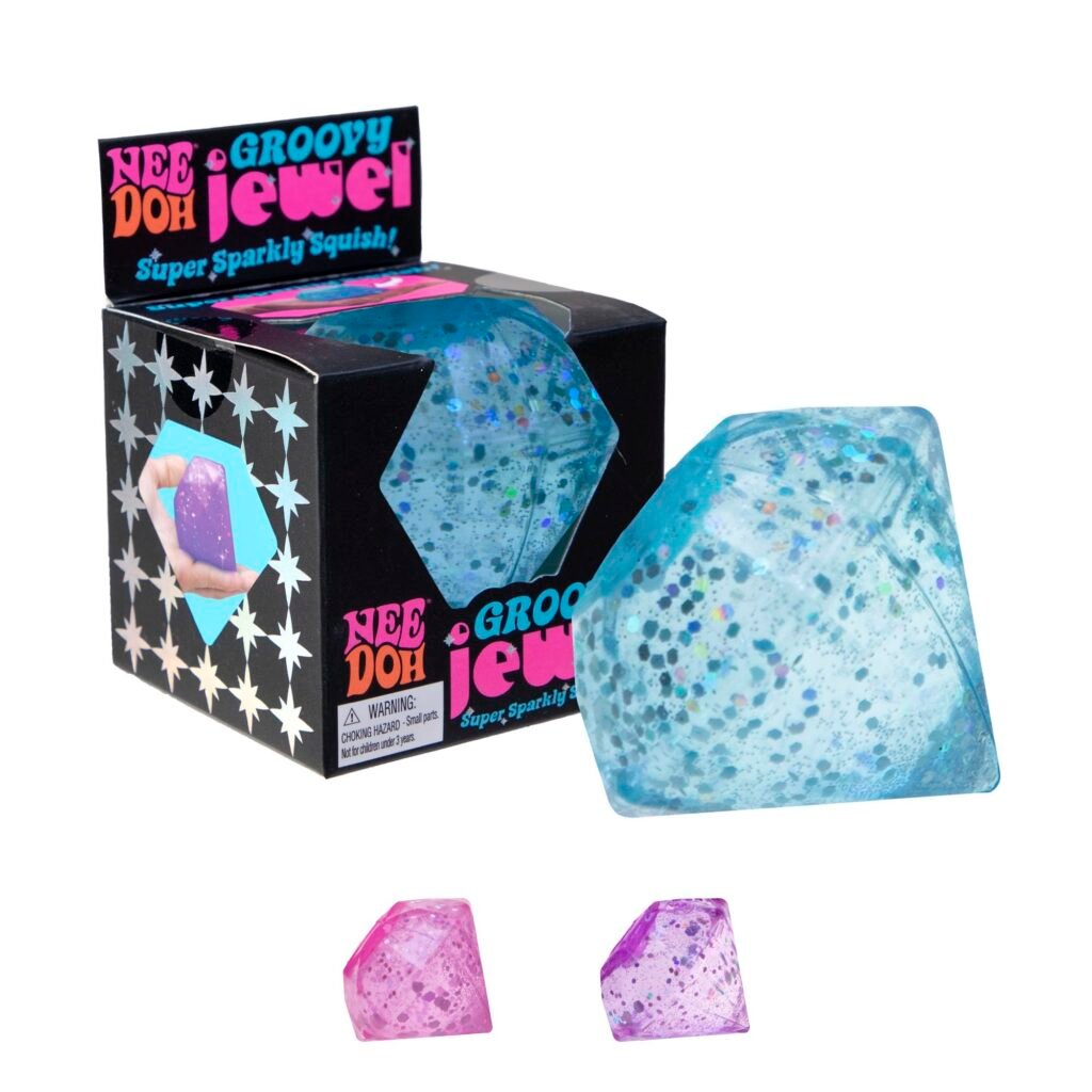 Schylling NeeDoh Groovy Jewel Sparkly Sensory Toy – 2.75 in