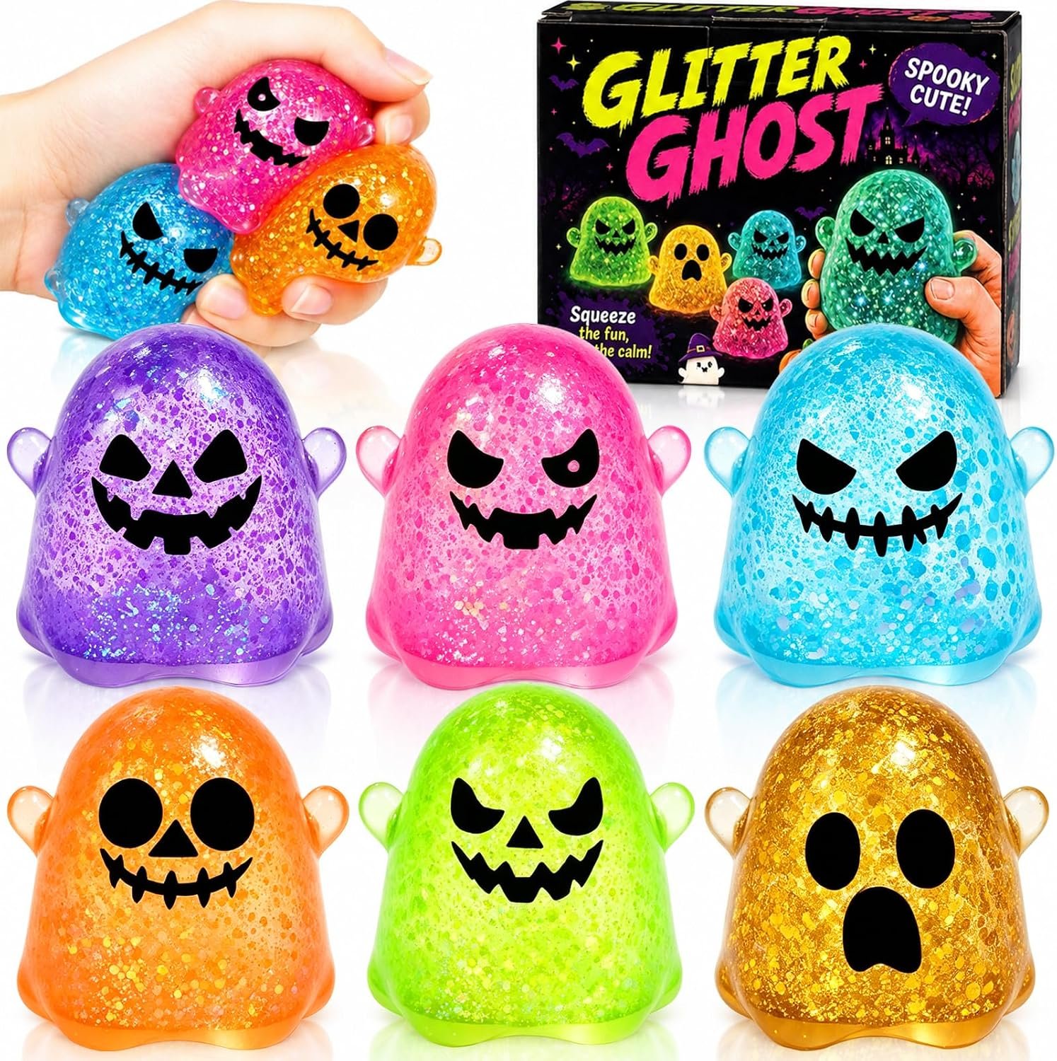 Halloween Ghost & Axolotl Squishy Toy Sets