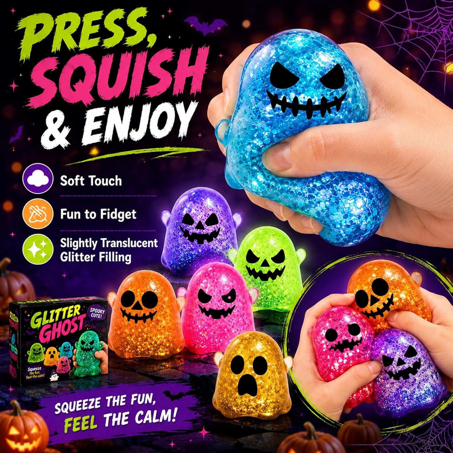 Halloween Ghost & Axolotl Squishy Toy Sets - Image 2